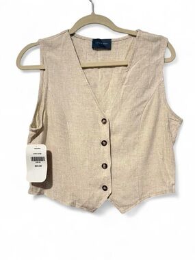 NWT Hudson Gray tan linen blend vest women’s large